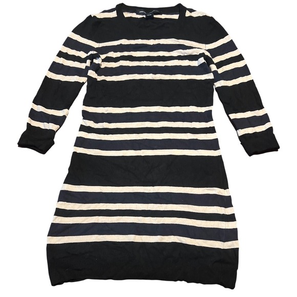 French Connection Dresses & Skirts - FRENCH CONNECTION Striped Knit Sweater Dress Black Cream Size S